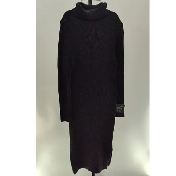 Lulus Black Long-Sleeve Midi Dress with Side Slit - Picture 2 of 5